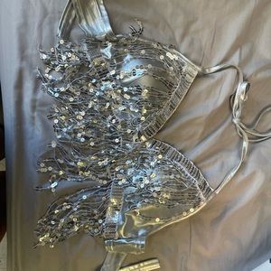 Silver sequin bra